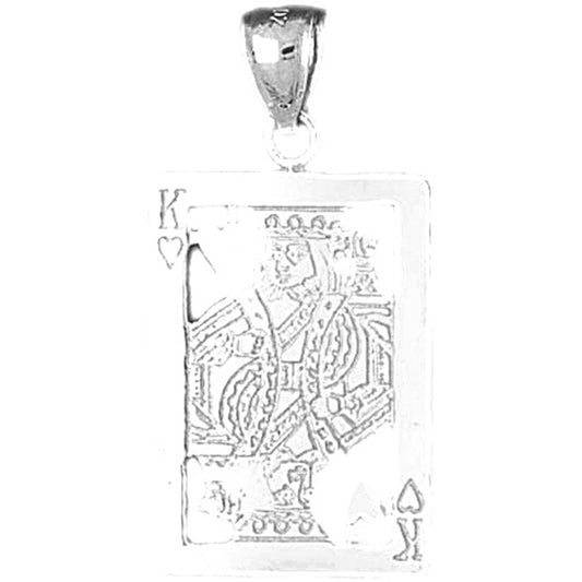 Sterling Silver Playing Cards, King Of Hearts Pendant