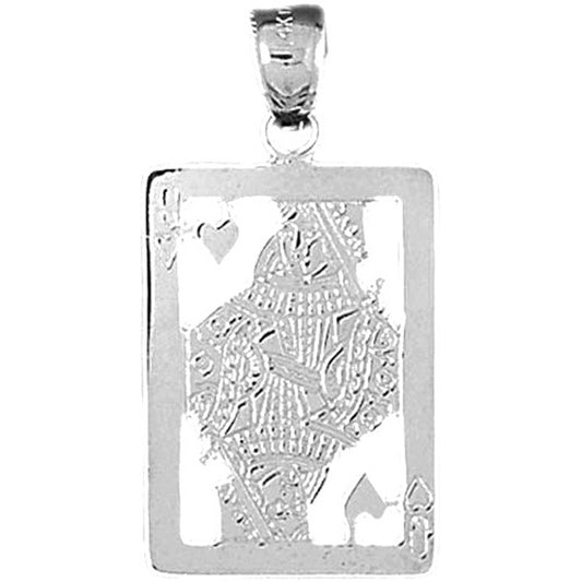 Sterling Silver Playing Cards, Queen Of Hearts Pendant