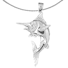 Colgante Marlin de plata de ley (bañado en rodio o oro amarillo)