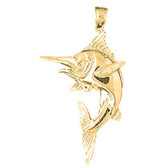Yellow Gold-plated Silver Marlin Pendant