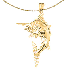 Colgante Marlin de plata de ley (bañado en rodio o oro amarillo)