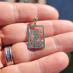 Naipes de plata de ley, colgante comodín (bañado en rodio o oro amarillo)