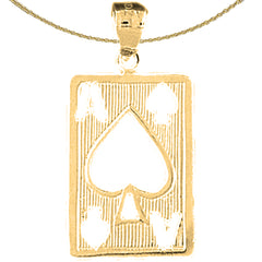 Naipes de plata de ley, colgante de as de picas (chapado en rodio o oro amarillo)
