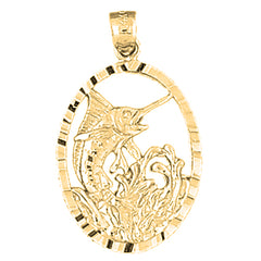 Yellow Gold-plated Silver Marlin Pendant
