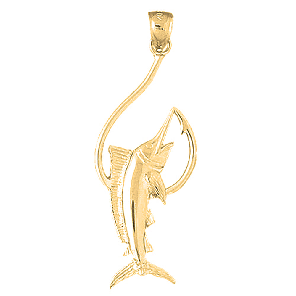 Yellow Gold-plated Silver Marlin Pendant