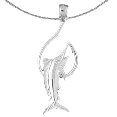 Sterling Silver Marlin Pendant (Rhodium or Yellow Gold-plated)
