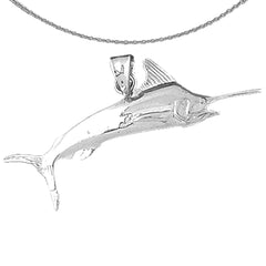 Sterling Silver Marlin Pendant (Rhodium or Yellow Gold-plated)