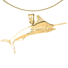 Sterling Silver Marlin Pendant (Rhodium or Yellow Gold-plated)