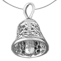 Sterling Silver 3D Bell Pendant (Rhodium or Yellow Gold-plated)