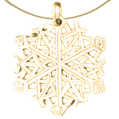 Sterling Silver Snow Flake Pendant (Rhodium or Yellow Gold-plated)