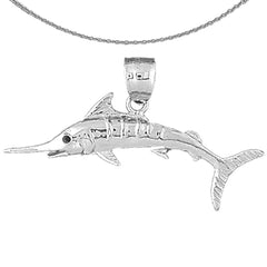 Sterling Silver Marlin Pendant (Rhodium or Yellow Gold-plated)