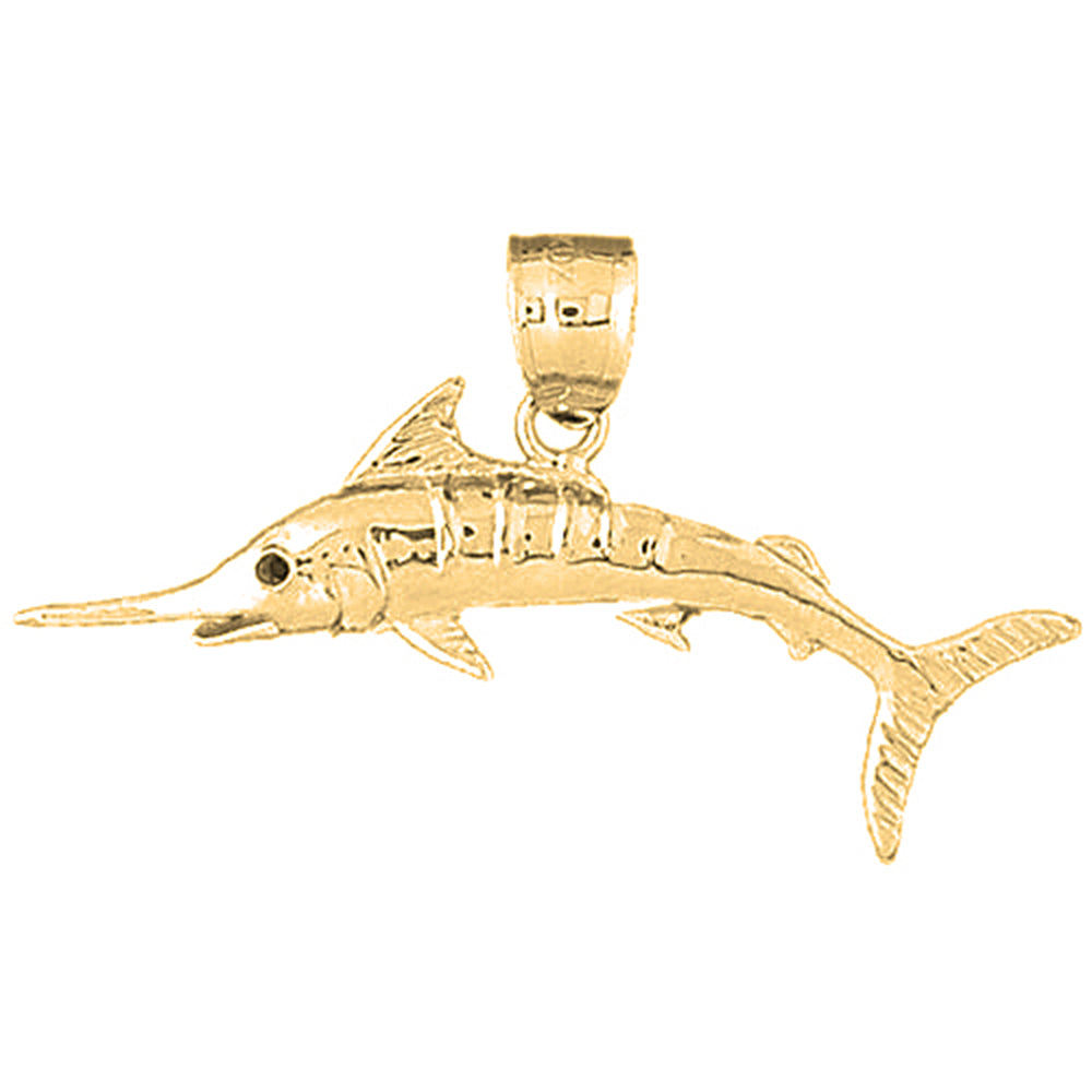 Yellow Gold-plated Silver Marlin Pendant