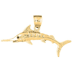 Yellow Gold-plated Silver Marlin Pendant