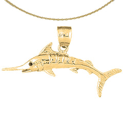 Sterling Silver Marlin Pendant (Rhodium or Yellow Gold-plated)