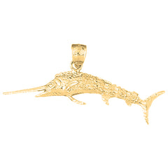 Yellow Gold-plated Silver Marlin Pendant