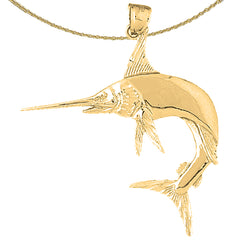 Sterling Silver Marlin Pendant (Rhodium or Yellow Gold-plated)