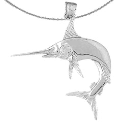 Sterling Silver Marlin Pendant (Rhodium or Yellow Gold-plated)
