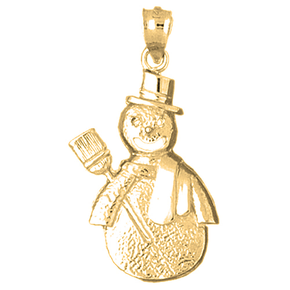 Yellow Gold-plated Silver Snow Man Pendant