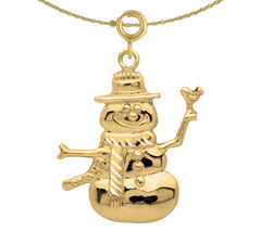 Sterling Silver Snow Man Pendant (Rhodium or Yellow Gold-plated)