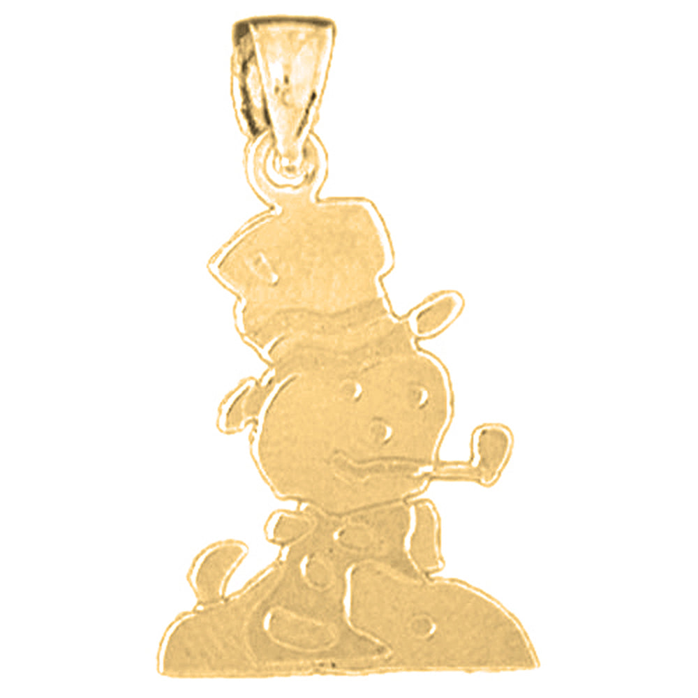 Yellow Gold-plated Silver Snow Man Pendant