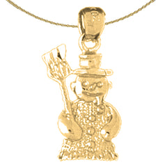 Sterling Silver Snow Man Pendant (Rhodium or Yellow Gold-plated)