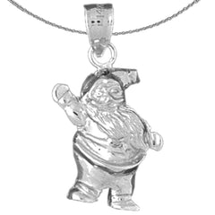 Sterling Silver Santa Clause Pendant (Rhodium or Yellow Gold-plated)