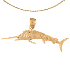 Sterling Silver Mahi Mahi Pendant (Rhodium or Yellow Gold-plated)
