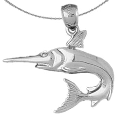 Sterling Silver Mahi Mahi Pendant (Rhodium or Yellow Gold-plated)