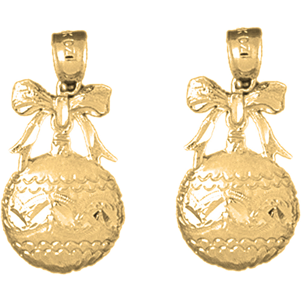 Yellow Gold-plated Silver 25mm Christmas Ornament Earrings