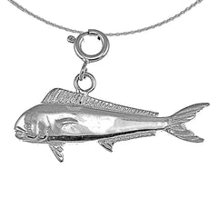 Sterling Silver Mahi Mahi Pendant (Rhodium or Yellow Gold-plated)