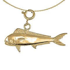 Sterling Silver Mahi Mahi Pendant (Rhodium or Yellow Gold-plated)