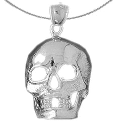 Sterling Silver Skull Pendant (Rhodium or Yellow Gold-plated)