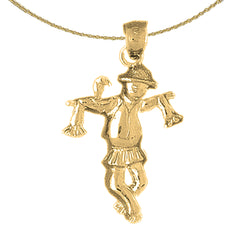 Sterling Silver Scare Crow Pendant (Rhodium or Yellow Gold-plated)