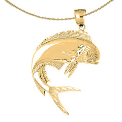 Sterling Silver Mahi Mahi Pendant (Rhodium or Yellow Gold-plated)
