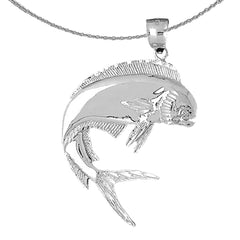 Sterling Silver Mahi Mahi Pendant (Rhodium or Yellow Gold-plated)
