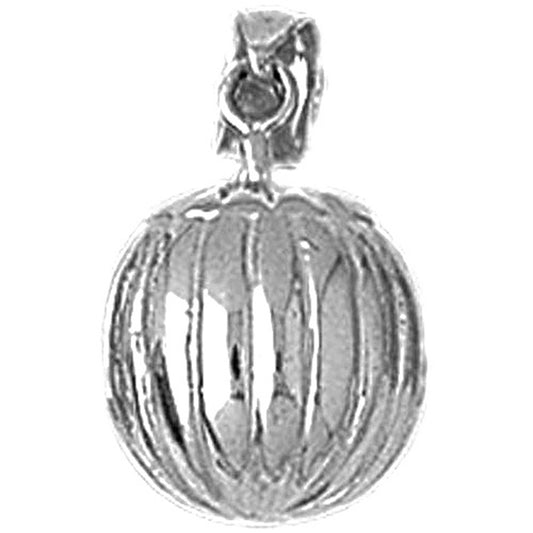Sterling Silver 3D Pumpkin Pendant
