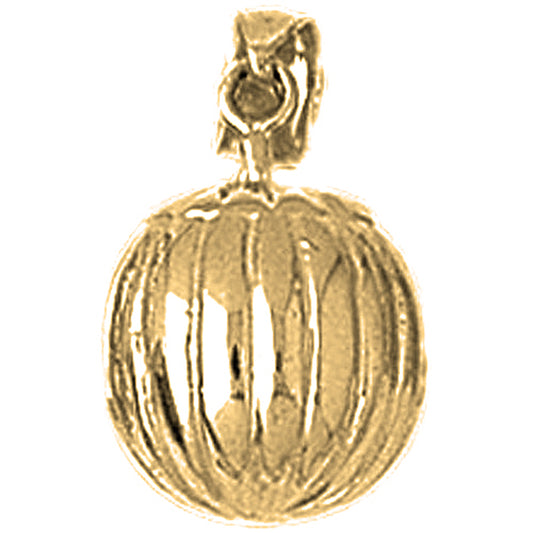 Yellow Gold-plated Silver 3D Pumpkin Pendant