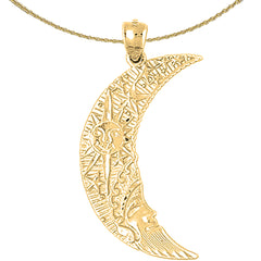 Sterling Silver Moon Pendant (Rhodium or Yellow Gold-plated)