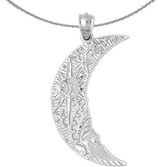 Sterling Silver Moon Pendant (Rhodium or Yellow Gold-plated)