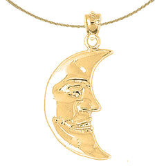 Sterling Silver Moon Pendant (Rhodium or Yellow Gold-plated)