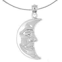Sterling Silver Moon Pendant (Rhodium or Yellow Gold-plated)