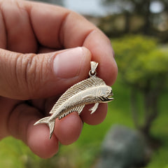 Sterling Silver Mahi Mahi Pendant (Rhodium or Yellow Gold-plated)