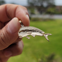 Sterling Silver Mahi Mahi Pendant (Rhodium or Yellow Gold-plated)