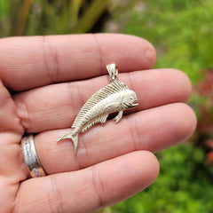 Sterling Silver Mahi Mahi Pendant (Rhodium or Yellow Gold-plated)