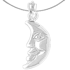 Sterling Silver Moon Pendant (Rhodium or Yellow Gold-plated)