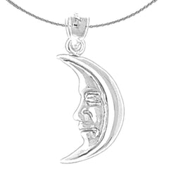 Sterling Silver Moon Pendant (Rhodium or Yellow Gold-plated)