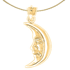 Sterling Silver Moon Pendant (Rhodium or Yellow Gold-plated)