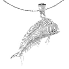 Sterling Silver Mahi Mahi Pendant (Rhodium or Yellow Gold-plated)