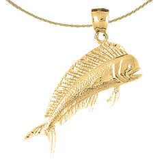 Sterling Silver Mahi Mahi Pendant (Rhodium or Yellow Gold-plated)