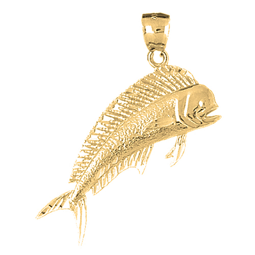 Yellow Gold-plated Silver Mahi Mahi Pendant